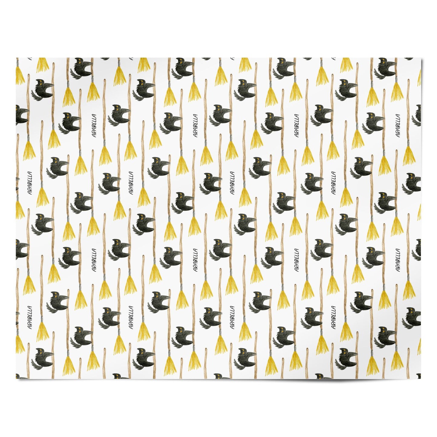 Cats on Broomsticks Halloween Personalised Wrapping Paper Alternative