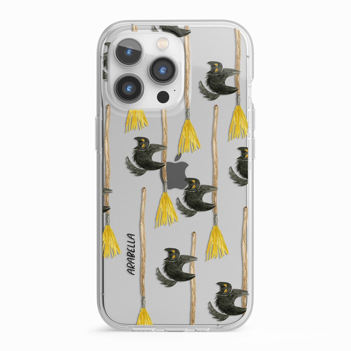 Cats on Broomsticks Halloween iPhone 13 Pro TPU Impact Case with White Edges