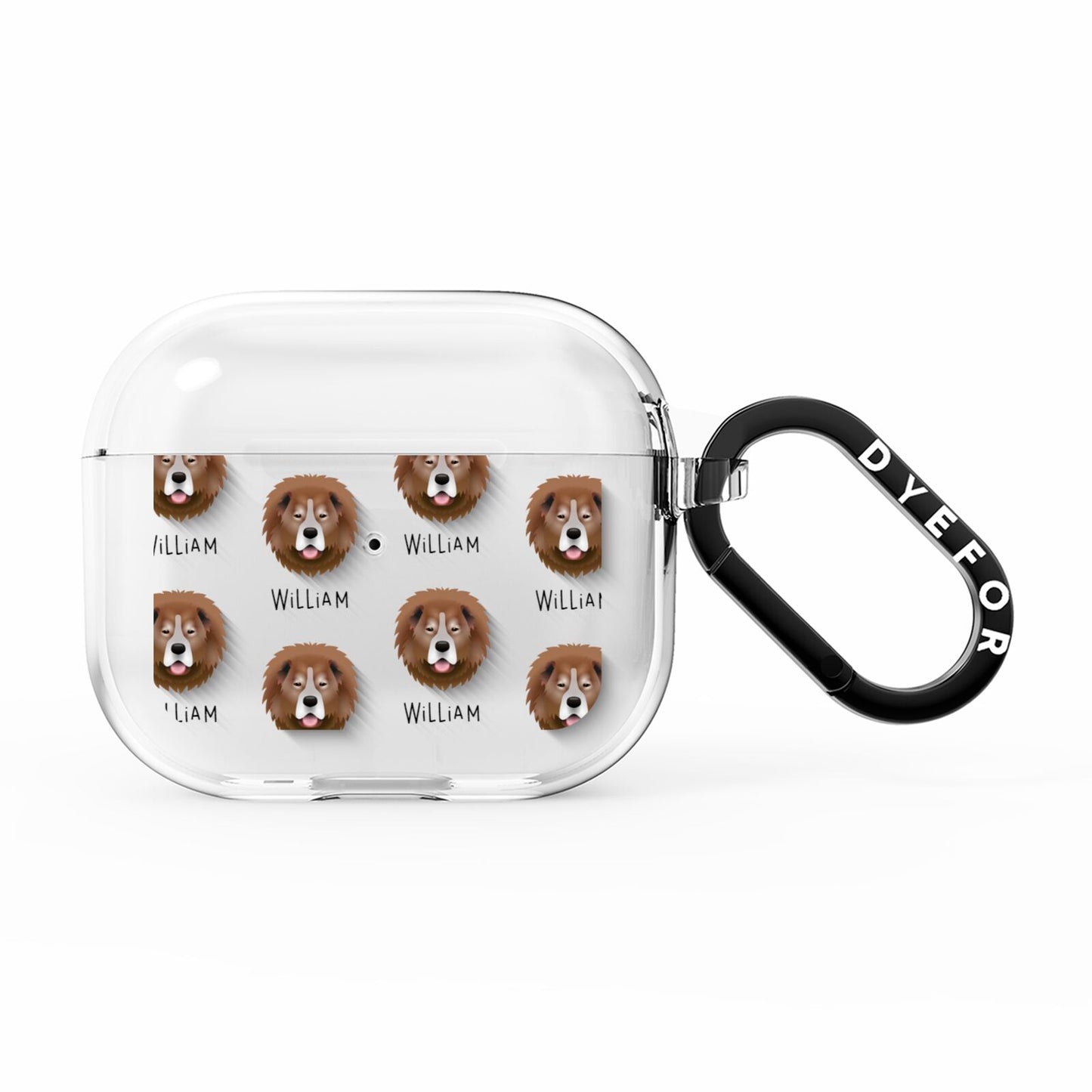 Causasian Shepherd Icon with Name AirPods Clear Case 3rd Gen