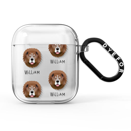 Causasian Shepherd Icon with Name AirPods Clear Case