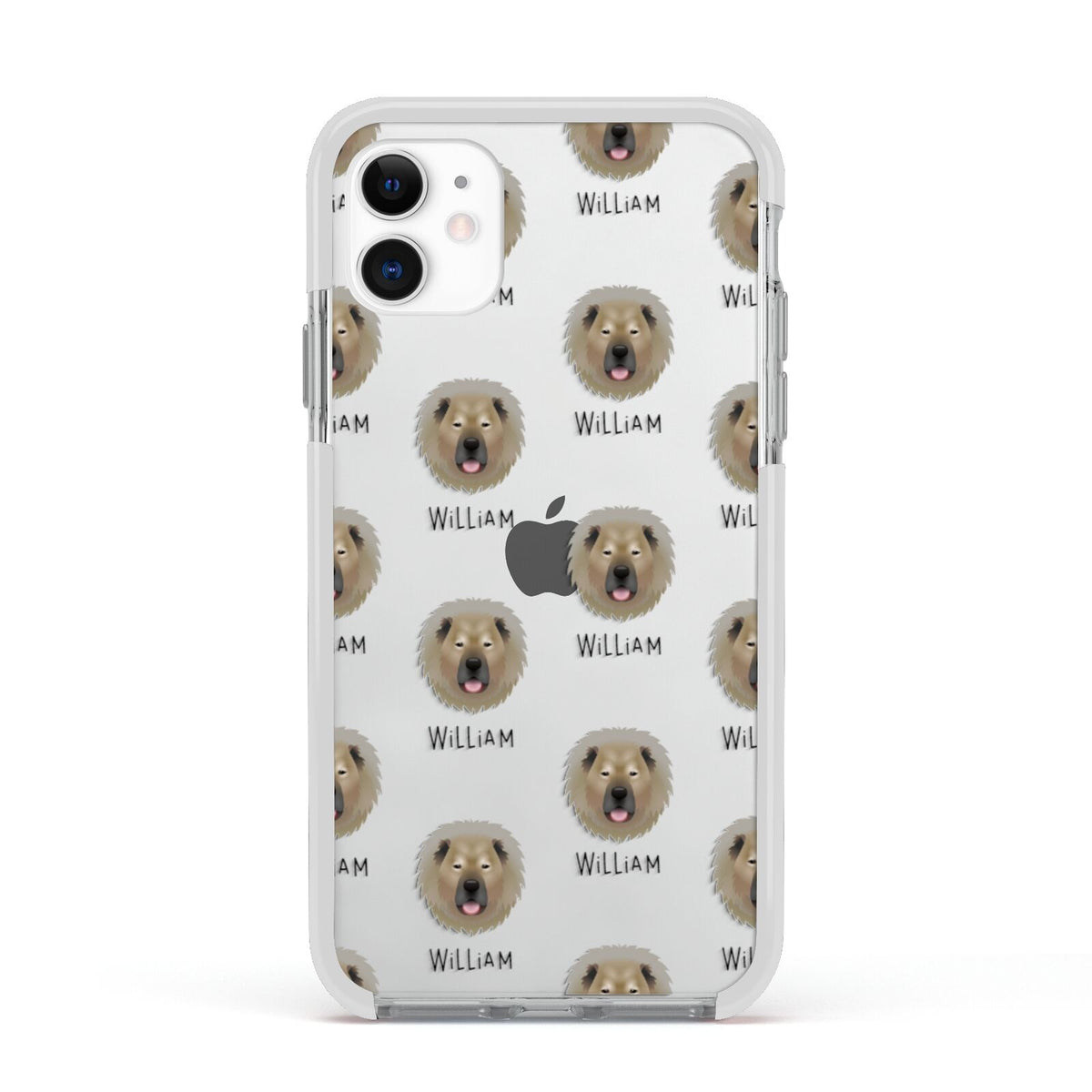 Causasian Shepherd Icon with Name Apple iPhone 11 in White with White Impact Case