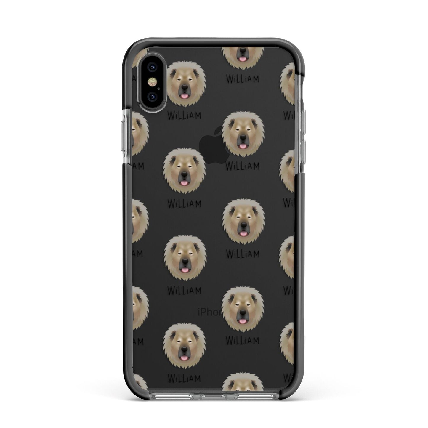 Causasian Shepherd Icon with Name Apple iPhone Xs Max Impact Case Black Edge on Black Phone