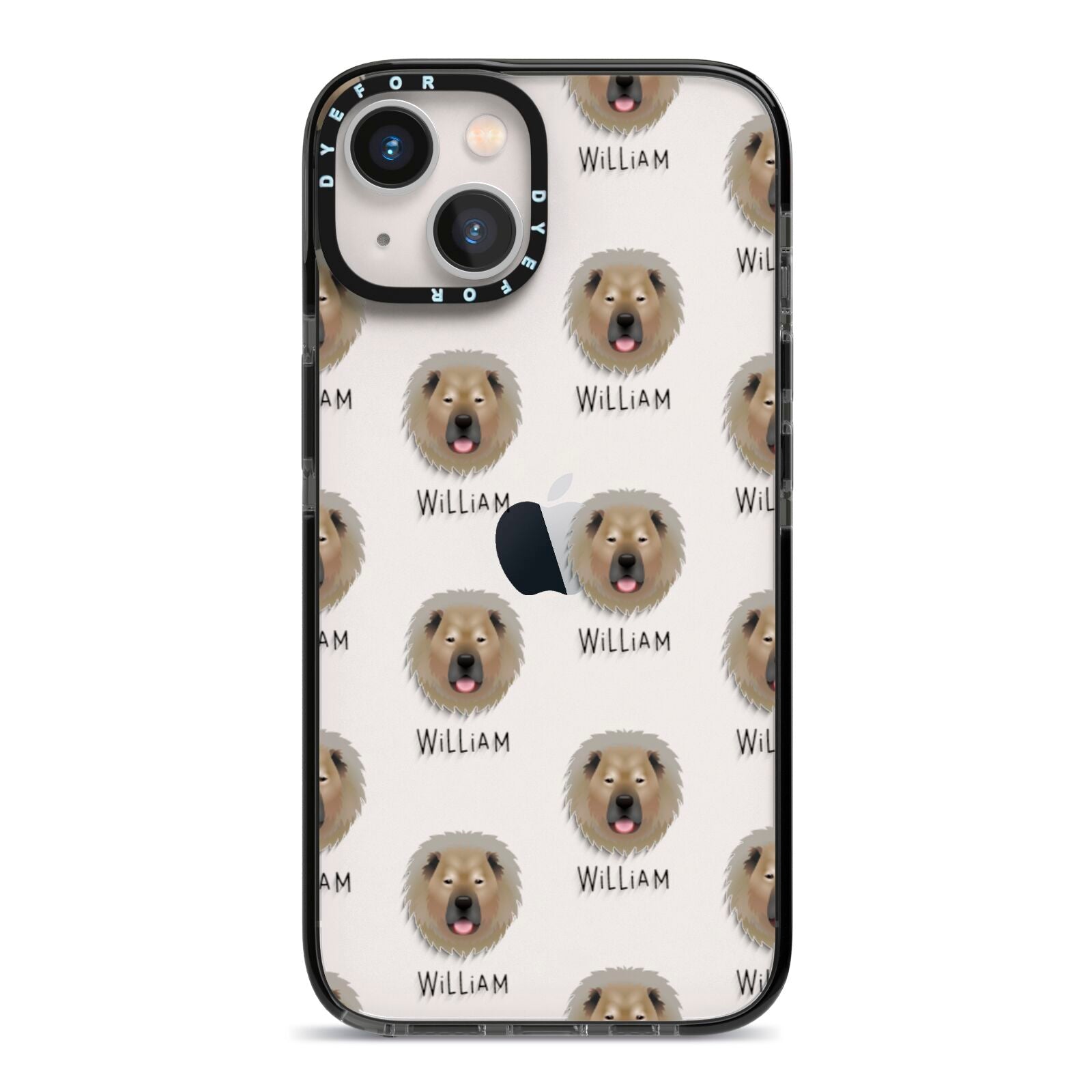 Causasian Shepherd Icon with Name iPhone 13 Black Impact Case on Silver phone