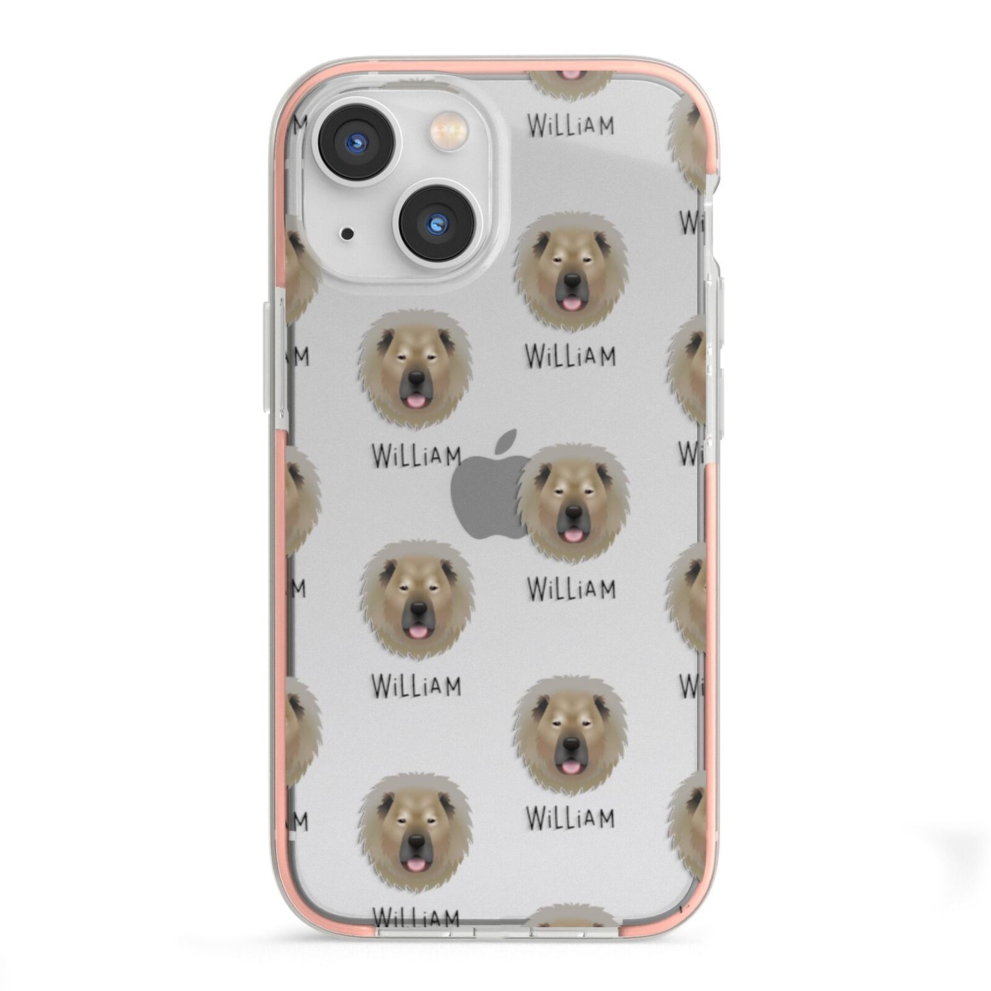 Causasian Shepherd Icon with Name iPhone 13 Mini TPU Impact Case with Pink Edges