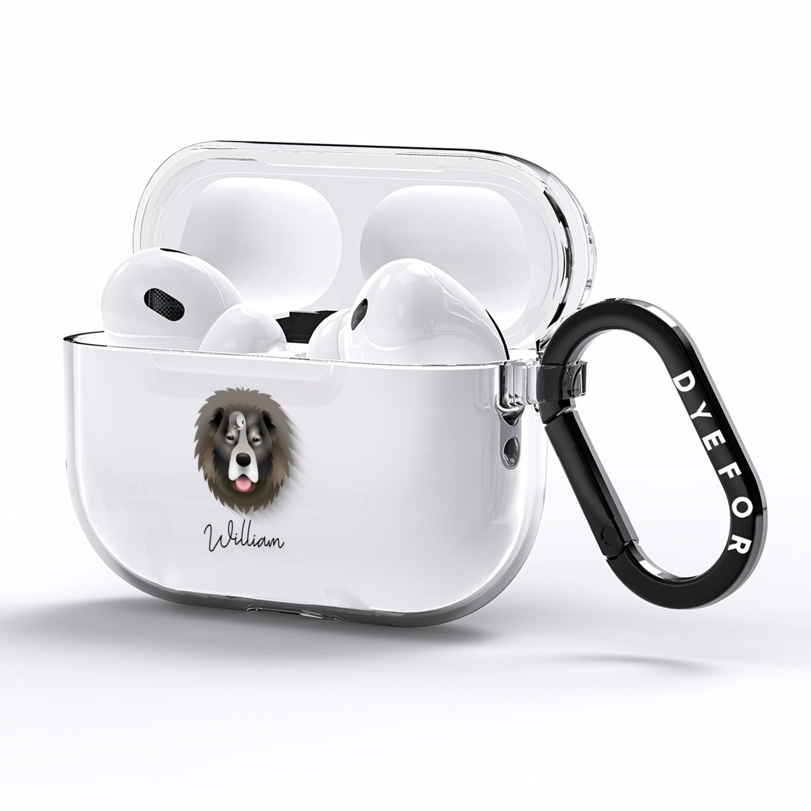 Causasian Shepherd Personalised AirPods Pro Clear Case Side Image