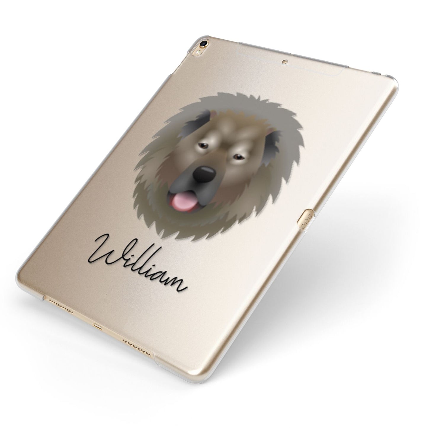 Causasian Shepherd Personalised Apple iPad Case on Gold iPad Side View