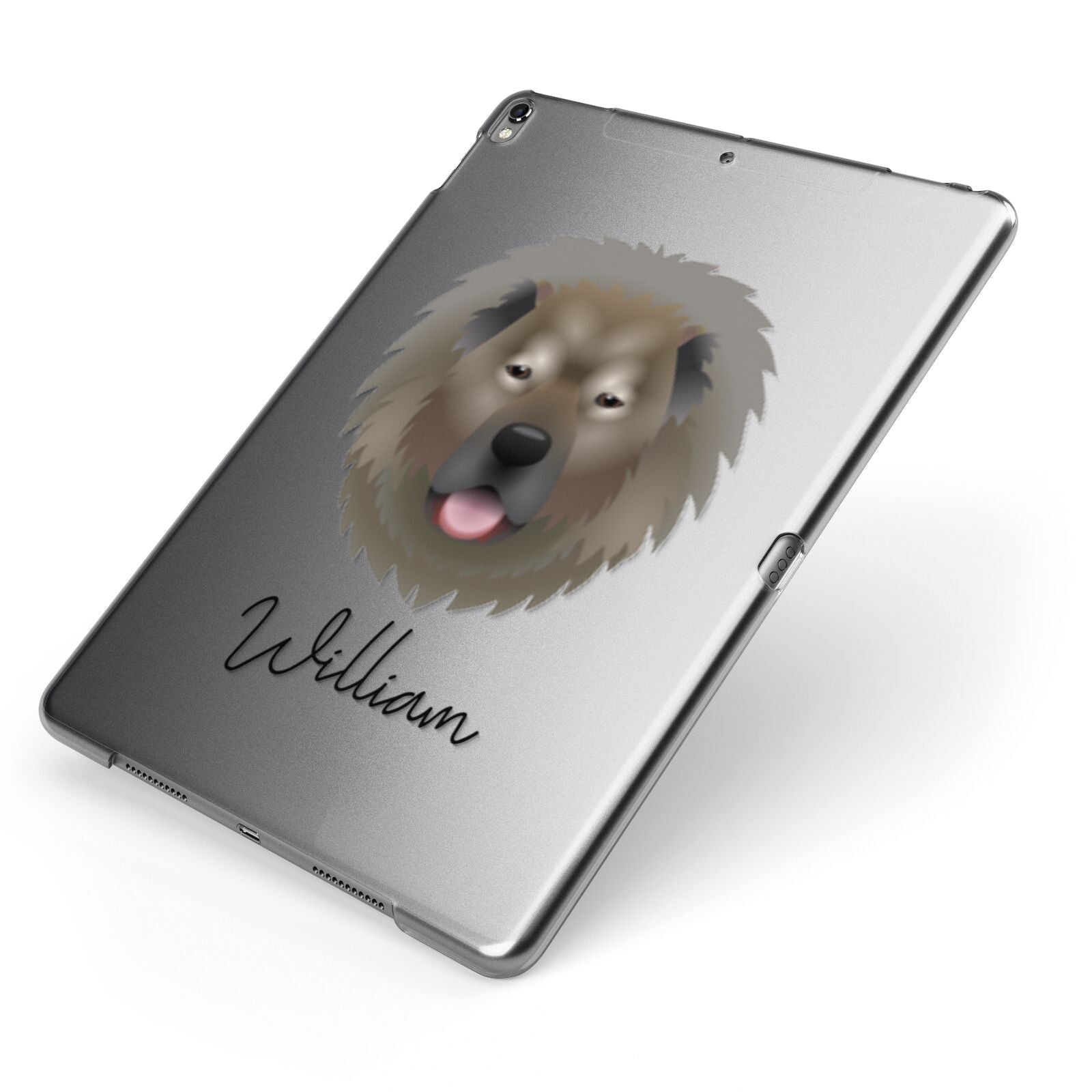 Causasian Shepherd Personalised Apple iPad Case on Grey iPad Side View