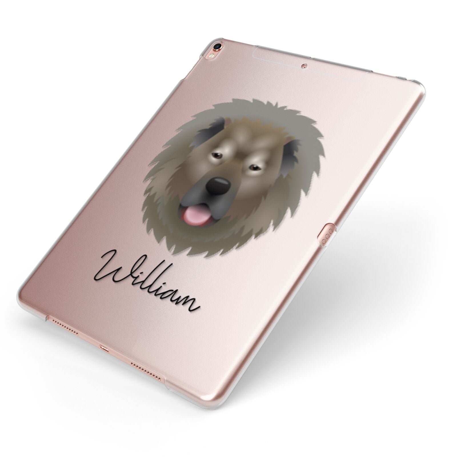 Causasian Shepherd Personalised Apple iPad Case on Rose Gold iPad Side View