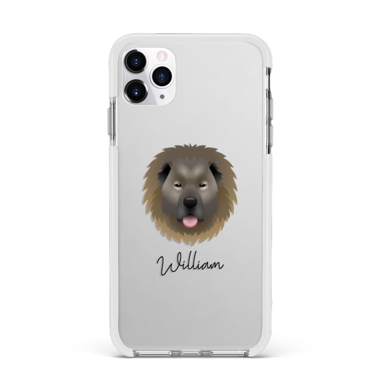 Causasian Shepherd Personalised Apple iPhone 11 Pro Max in Silver with White Impact Case