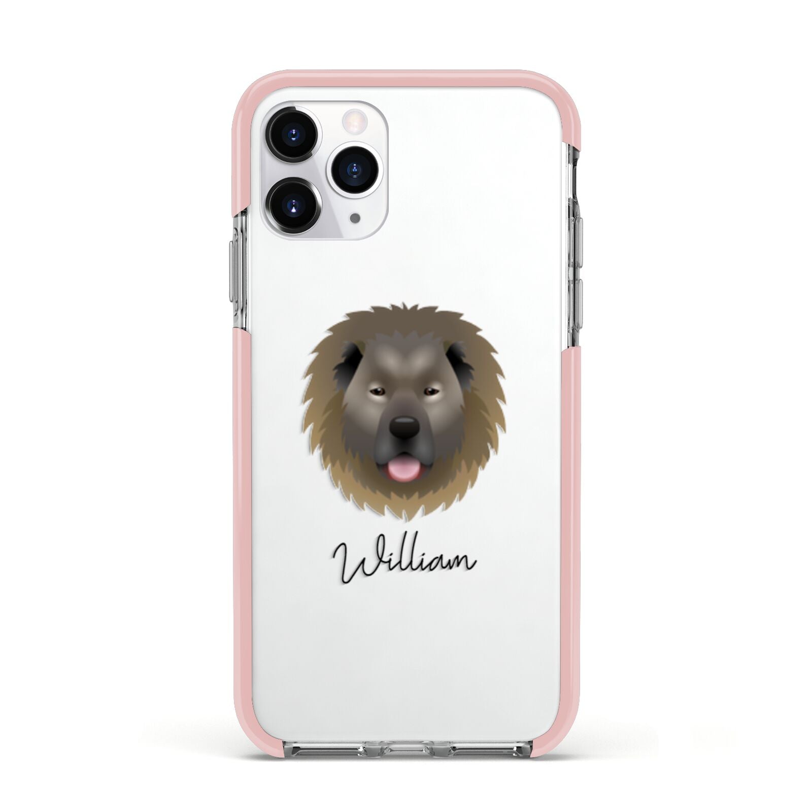 Causasian Shepherd Personalised Apple iPhone 11 Pro in Silver with Pink Impact Case