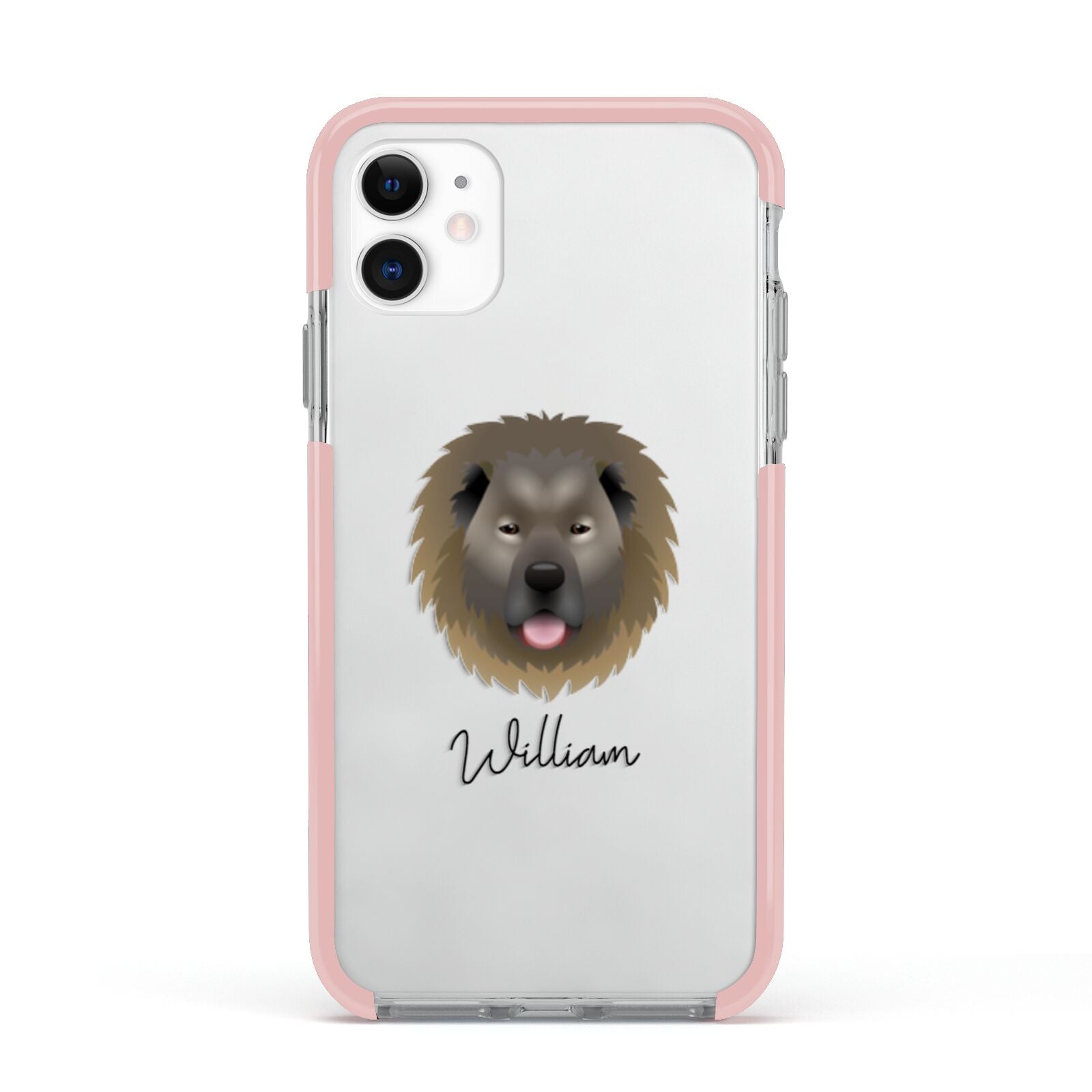 Causasian Shepherd Personalised Apple iPhone 11 in White with Pink Impact Case