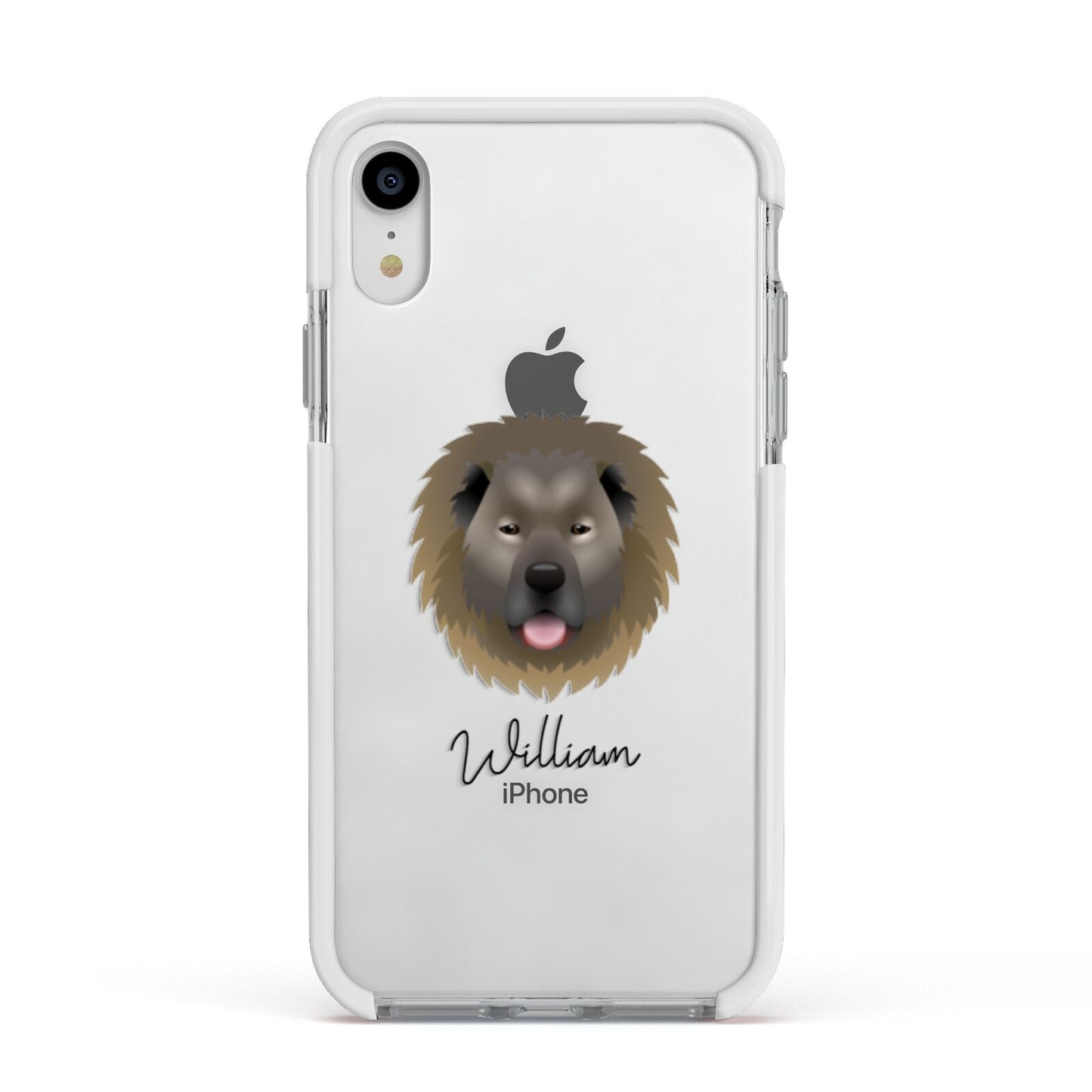 Causasian Shepherd Personalised Apple iPhone XR Impact Case White Edge on Silver Phone