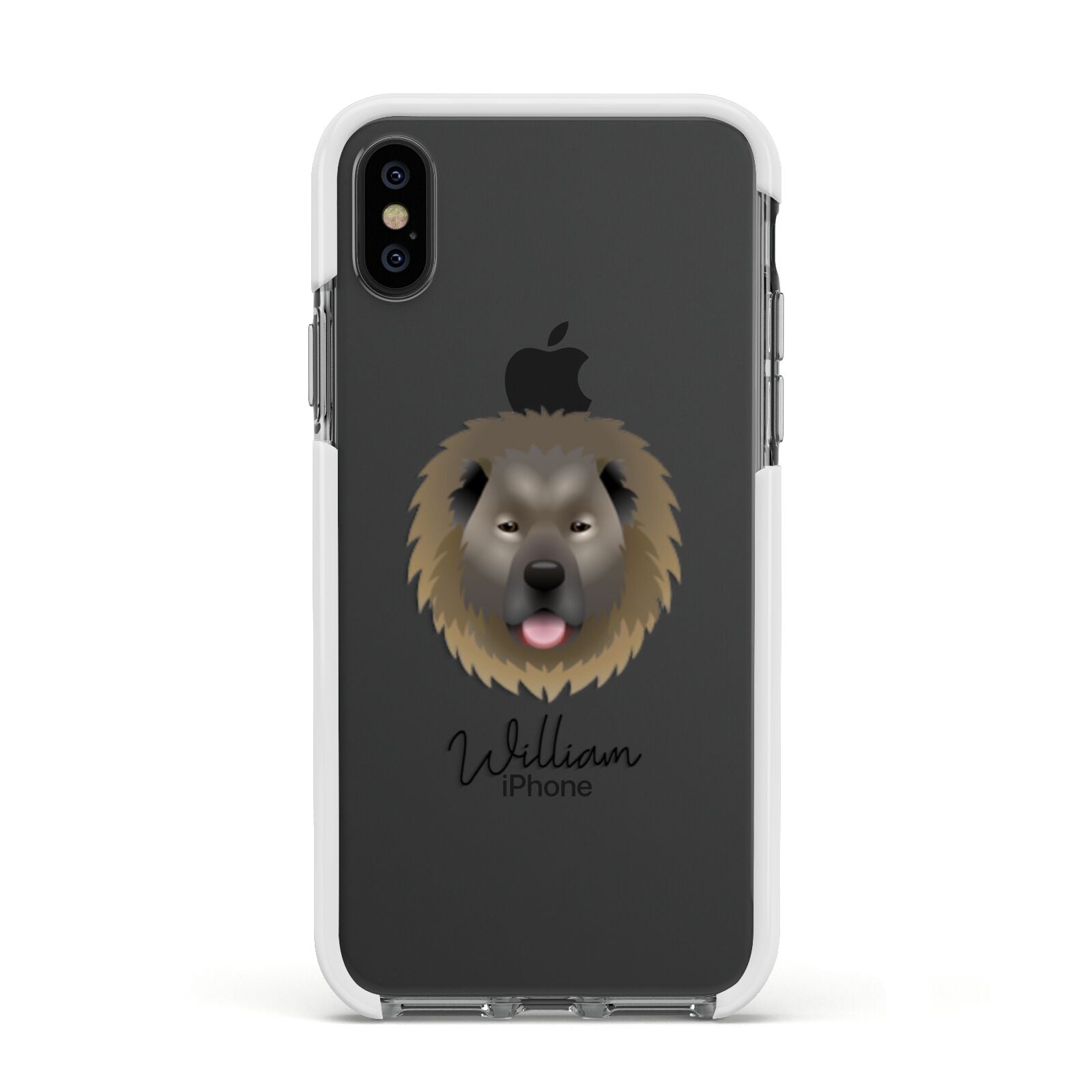 Causasian Shepherd Personalised Apple iPhone Xs Impact Case White Edge on Black Phone