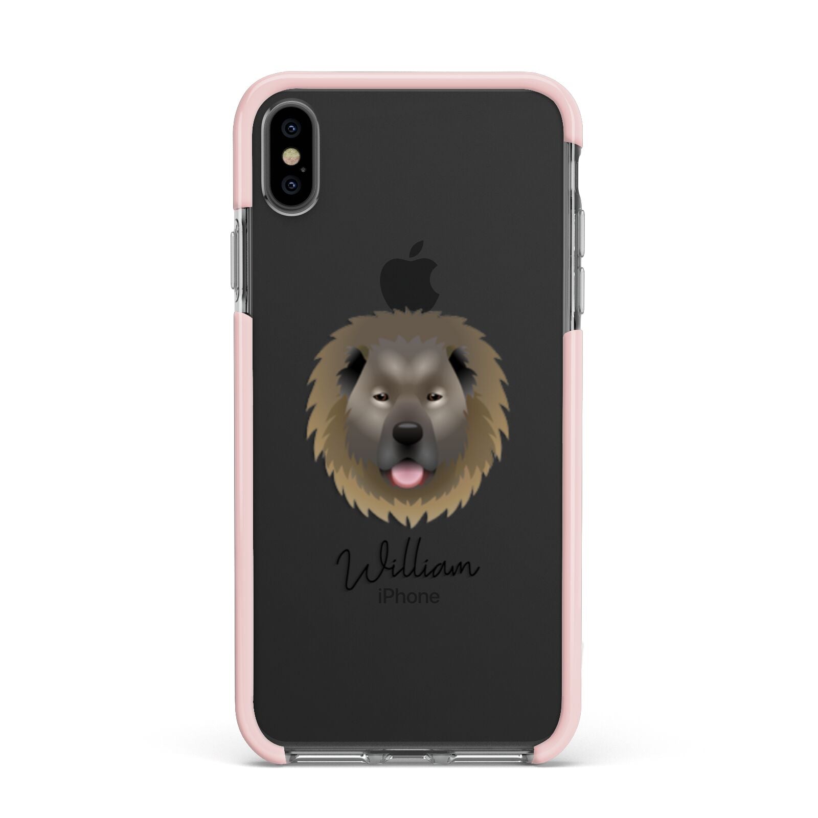 Causasian Shepherd Personalised Apple iPhone Xs Max Impact Case Pink Edge on Black Phone
