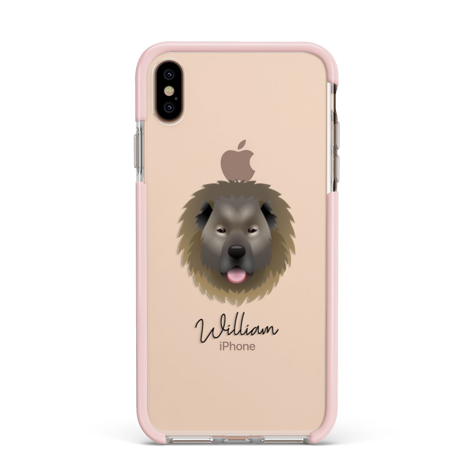 Causasian Shepherd Personalised Apple iPhone Xs Max Impact Case Pink Edge on Gold Phone