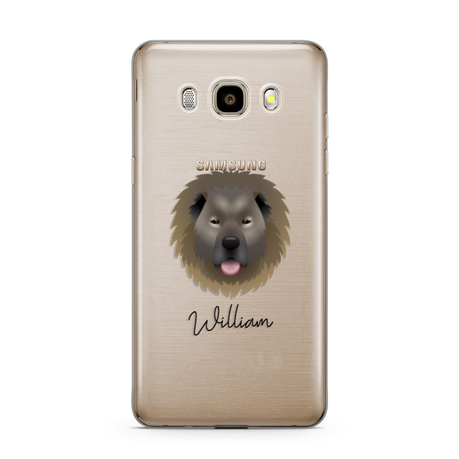 Causasian Shepherd Personalised Samsung Galaxy J7 2016 Case on gold phone