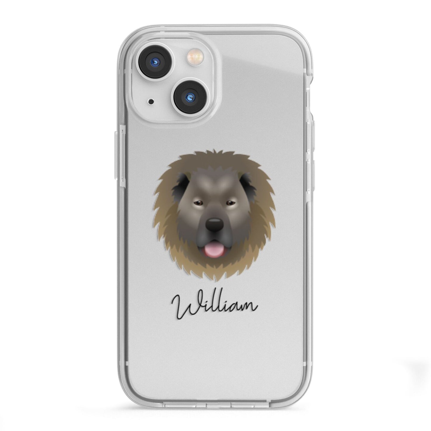Causasian Shepherd Personalised iPhone 13 Mini TPU Impact Case with White Edges