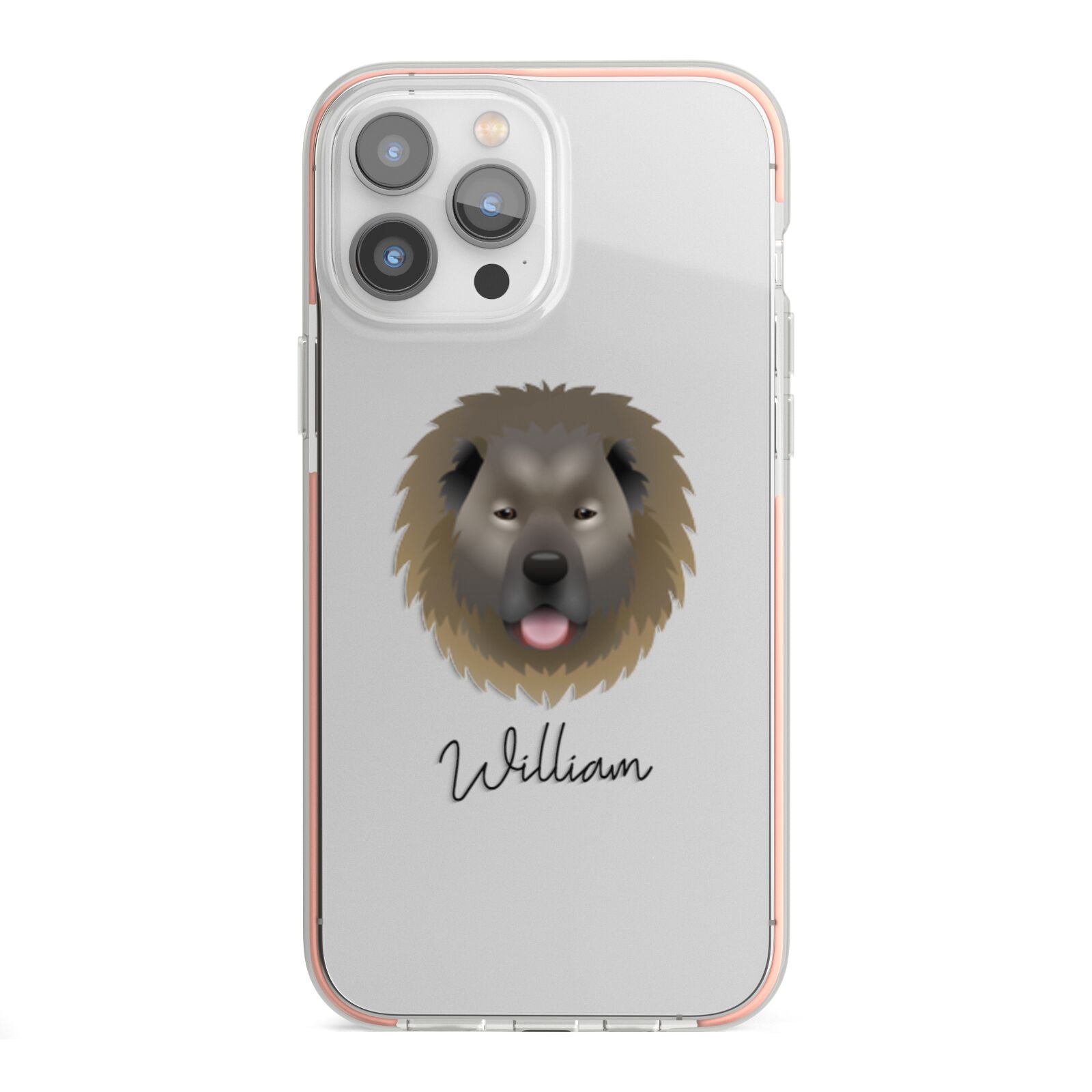 Causasian Shepherd Personalised iPhone 13 Pro Max TPU Impact Case with Pink Edges