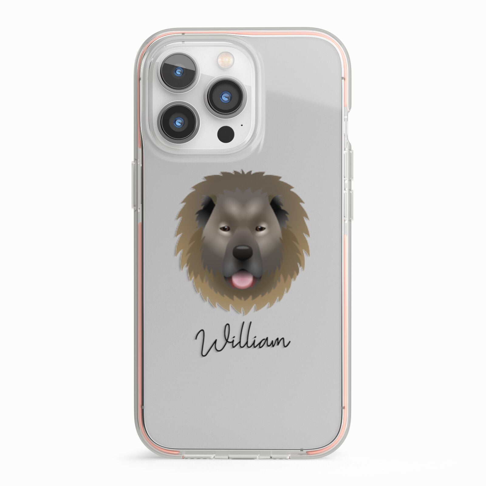 Causasian Shepherd Personalised iPhone 13 Pro TPU Impact Case with Pink Edges