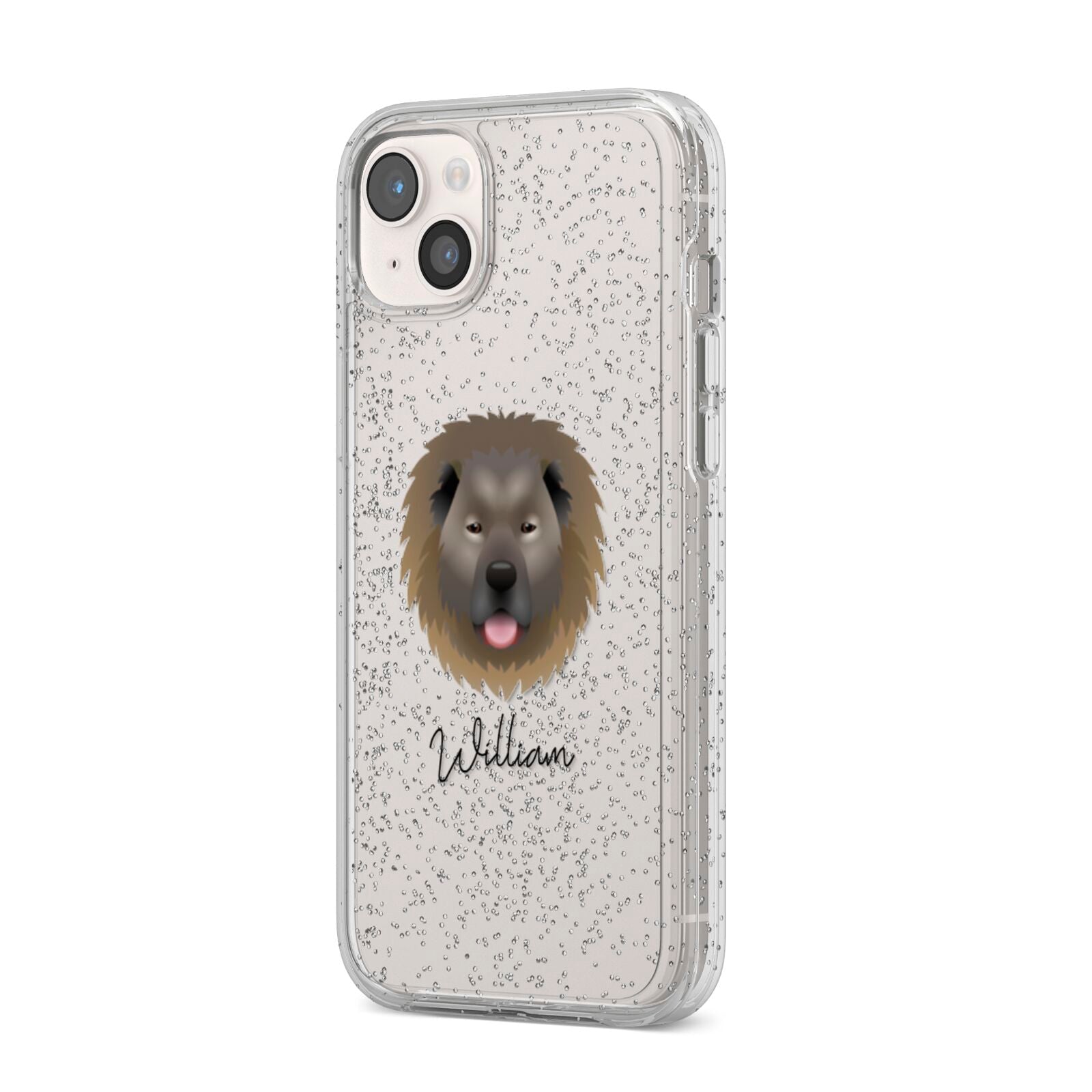 Causasian Shepherd Personalised iPhone 14 Plus Glitter Tough Case Starlight Angled Image