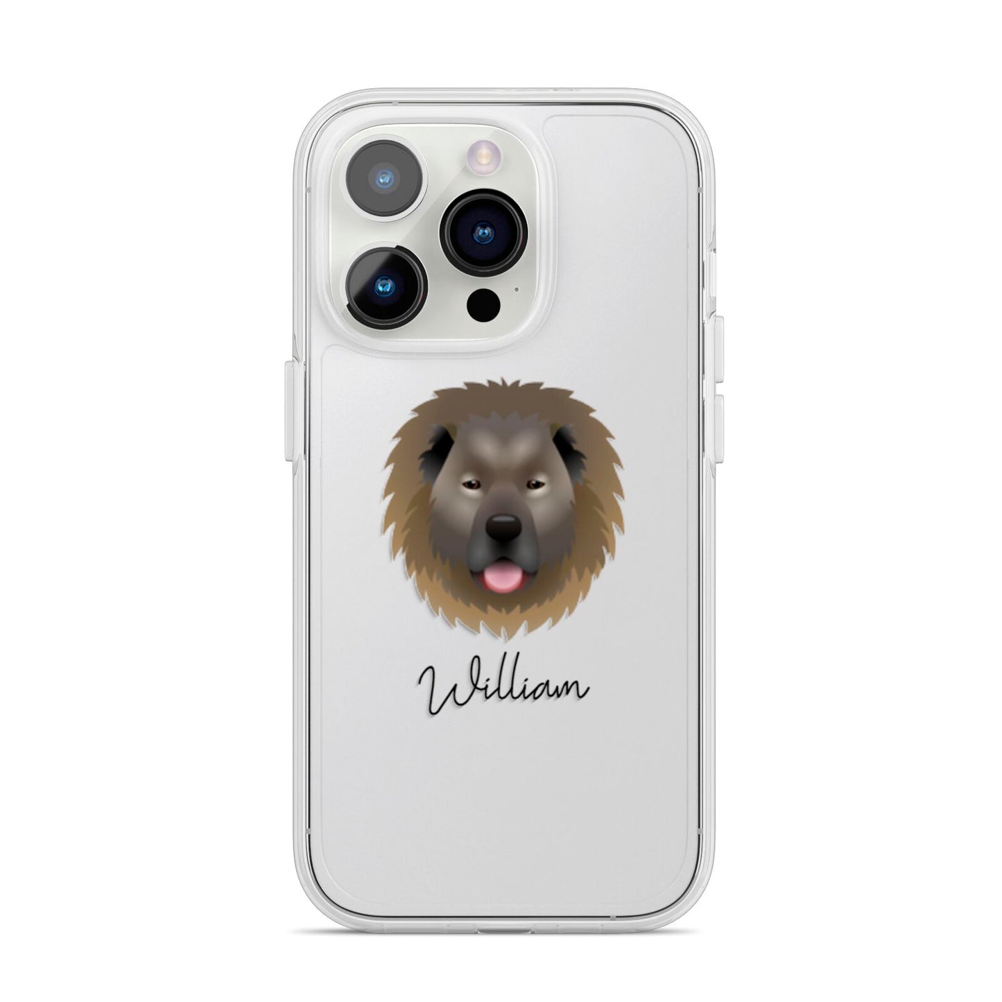 Causasian Shepherd Personalised iPhone 14 Pro Clear Tough Case Silver