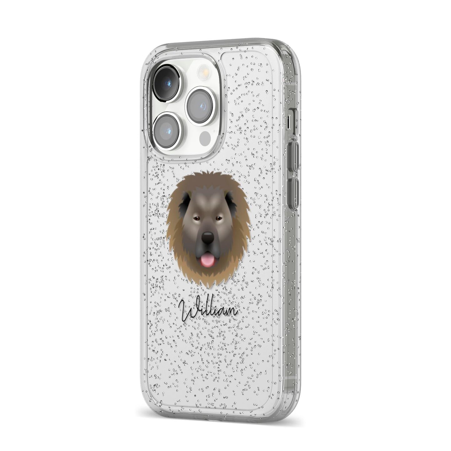 Causasian Shepherd Personalised iPhone 14 Pro Glitter Tough Case Silver Angled Image