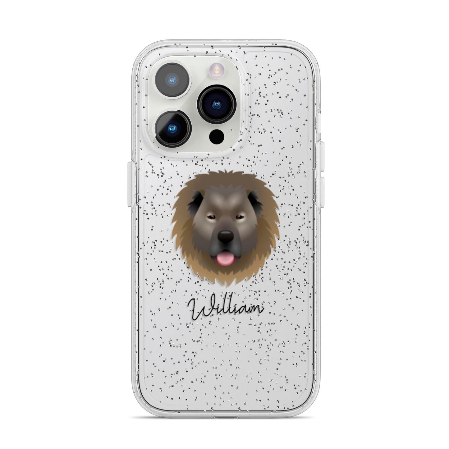 Causasian Shepherd Personalised iPhone 14 Pro Glitter Tough Case Silver