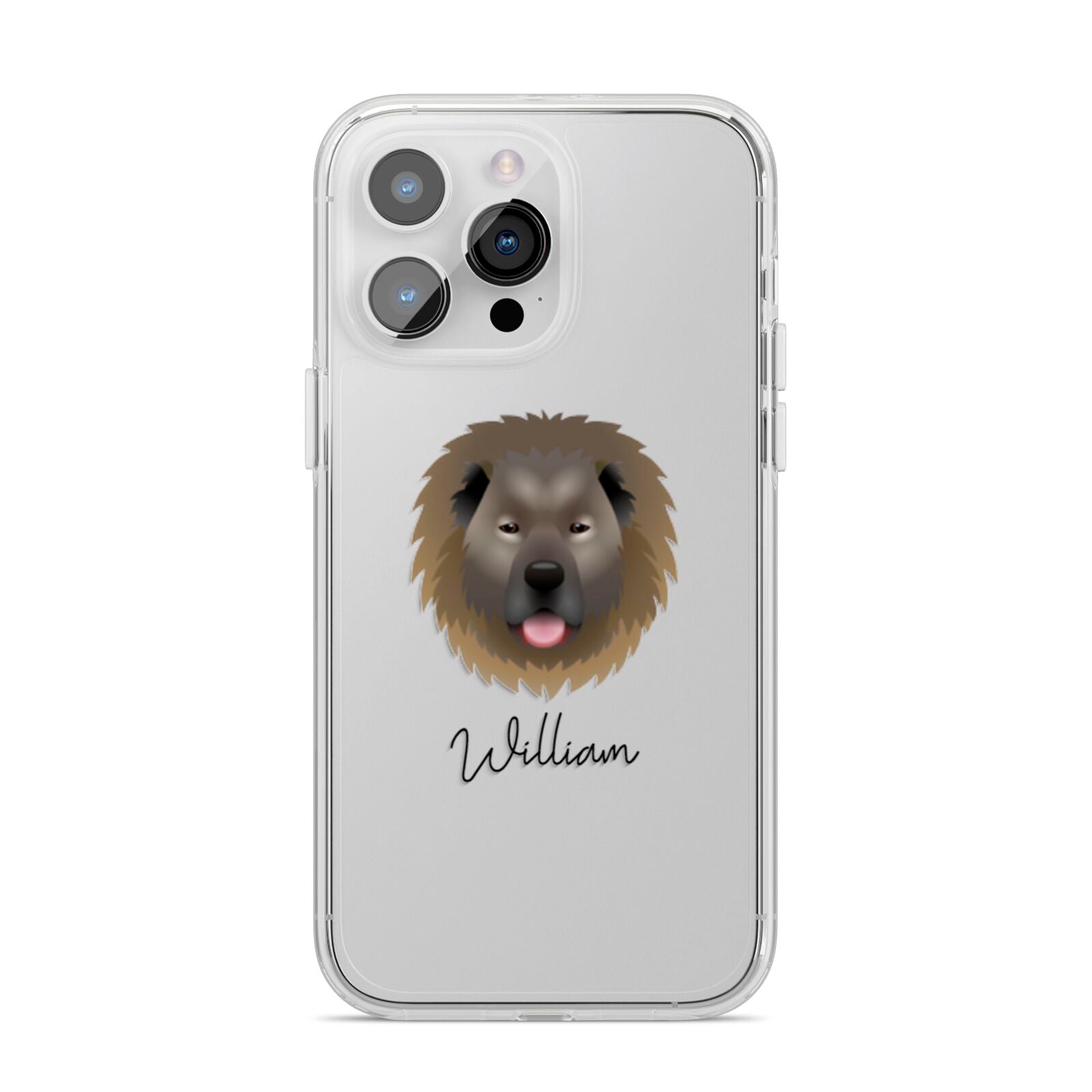 Causasian Shepherd Personalised iPhone 14 Pro Max Clear Tough Case Silver