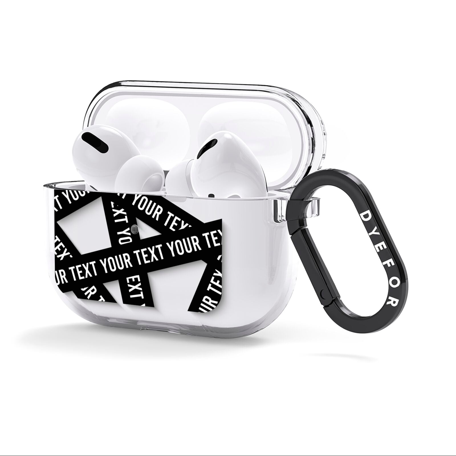 Caution Tape Custom Phrase AirPods Clear Case 3rd Gen Side Image