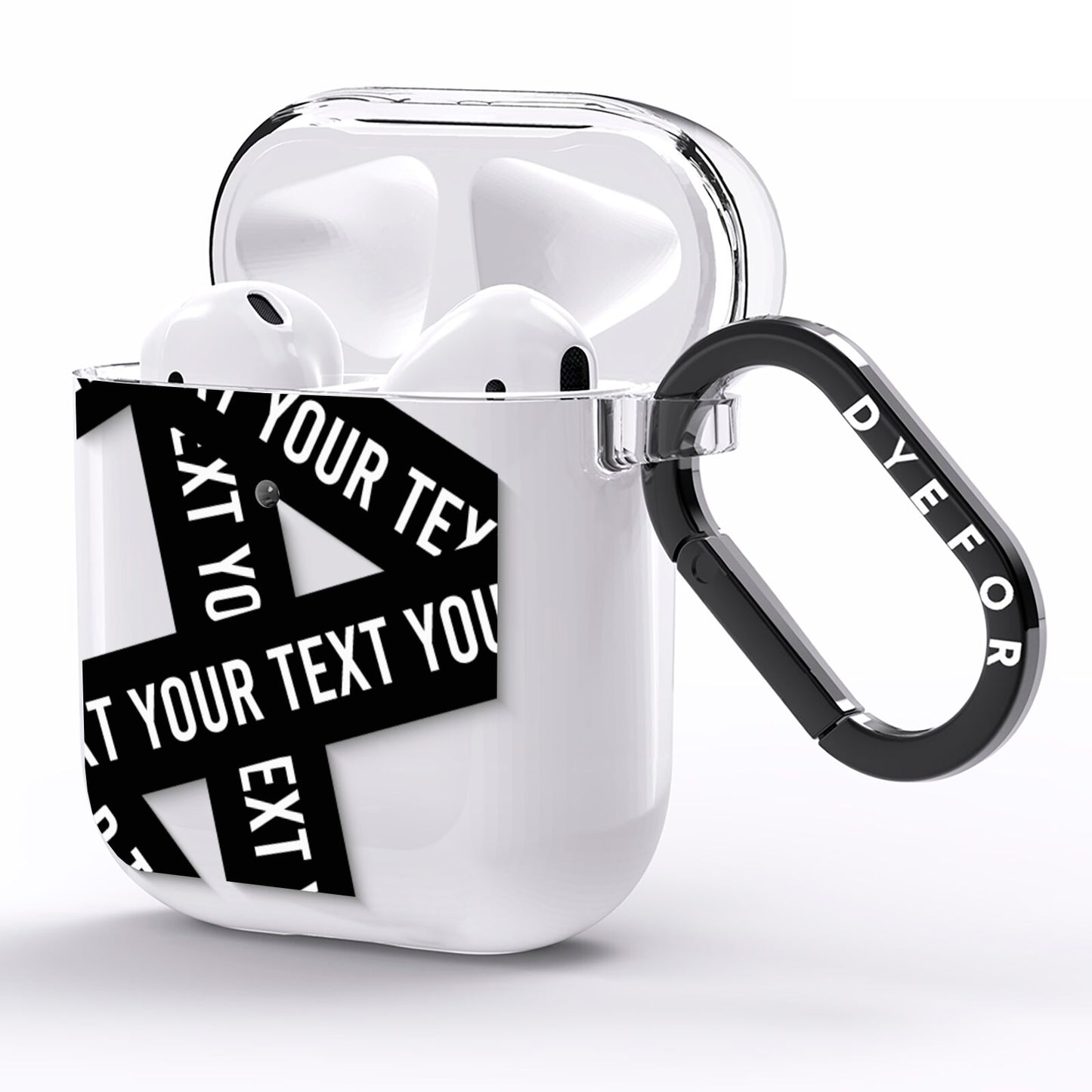 Caution Tape Custom Phrase AirPods Clear Case Side Image