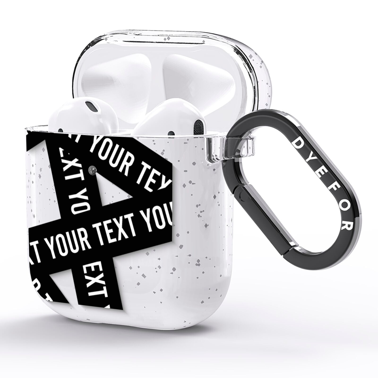 Caution Tape Custom Phrase AirPods Glitter Case Side Image