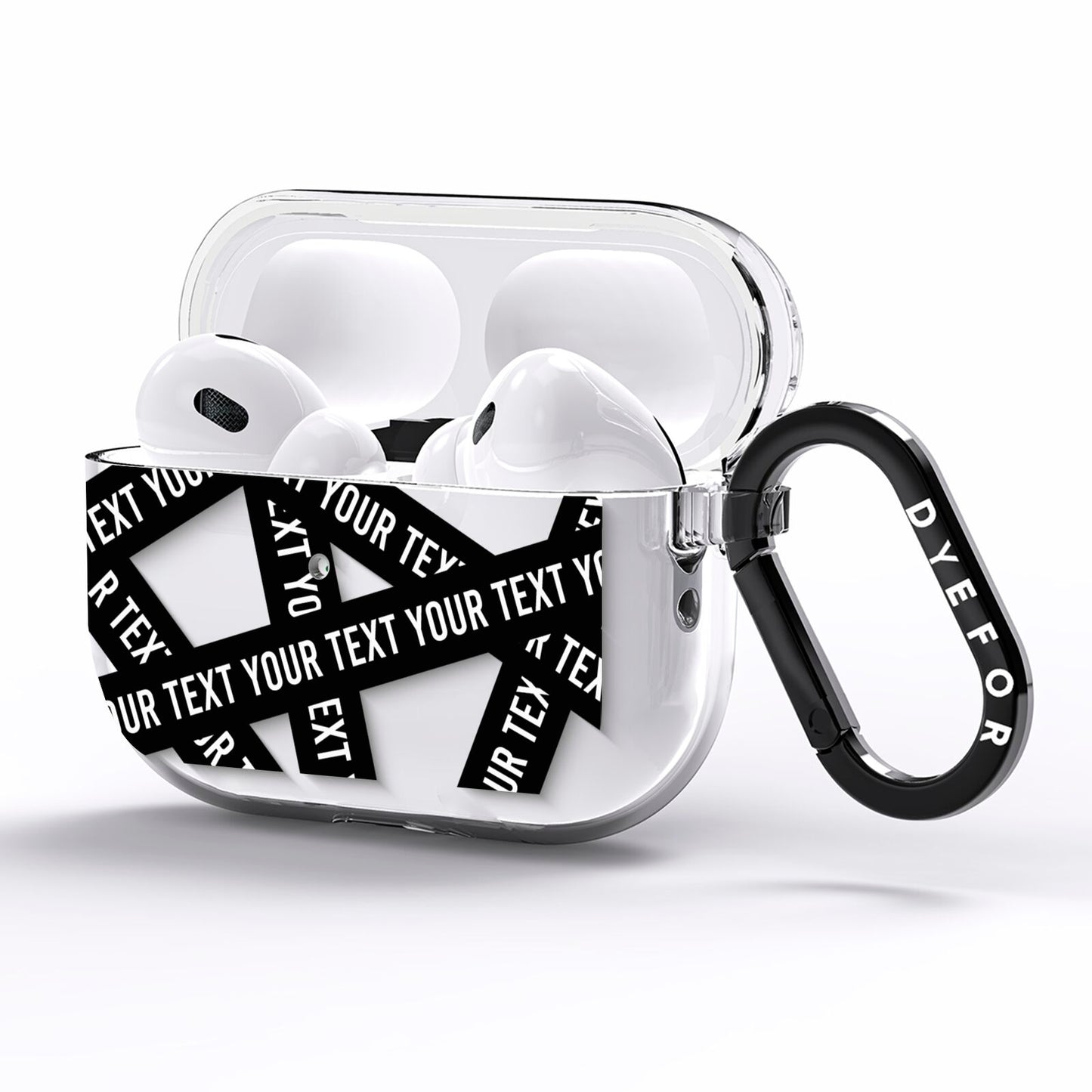 Caution Tape Custom Phrase AirPods Pro Clear Case Side Image