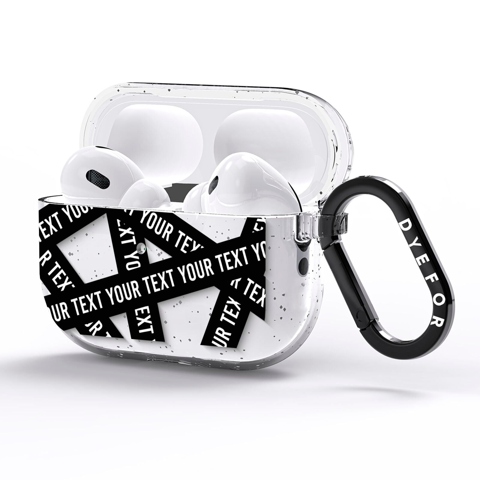 Caution Tape Custom Phrase AirPods Pro Glitter Case Side Image
