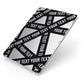 Caution Tape Custom Phrase Apple iPad Case on Silver iPad Side View