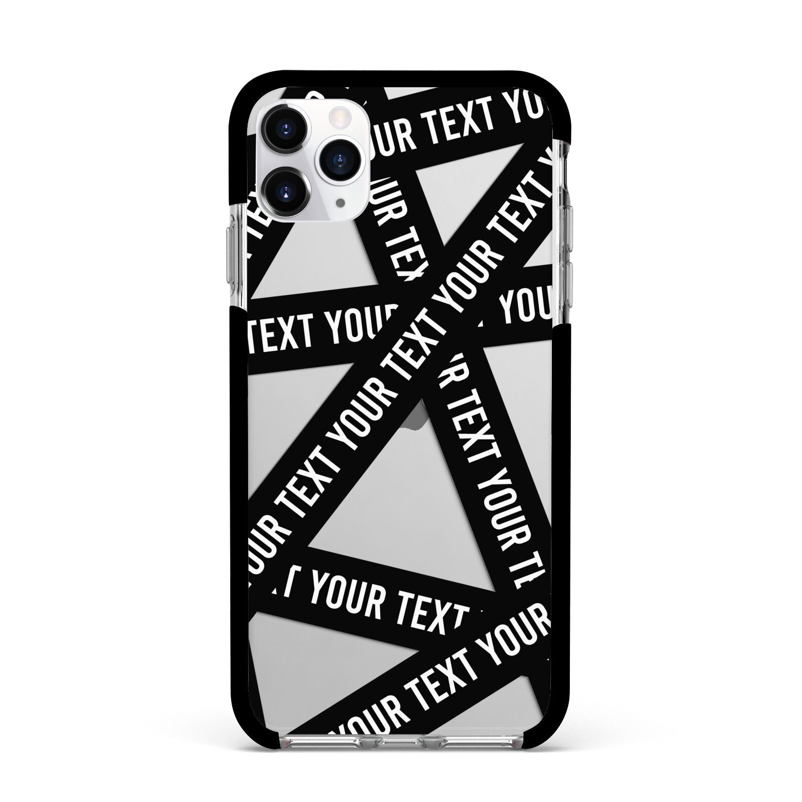 Caution Tape Custom Phrase Apple iPhone 11 Pro Max in Silver with Black Impact Case