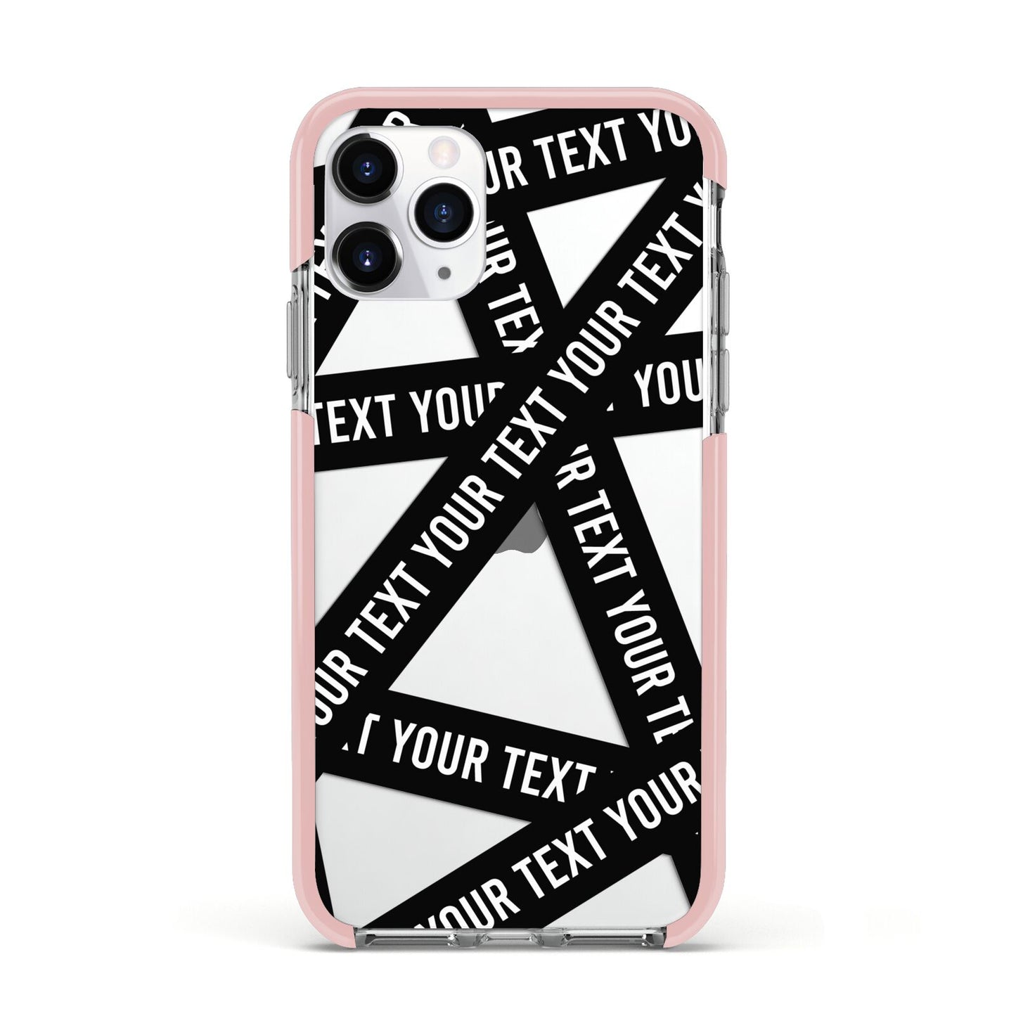 Caution Tape Custom Phrase Apple iPhone 11 Pro in Silver with Pink Impact Case
