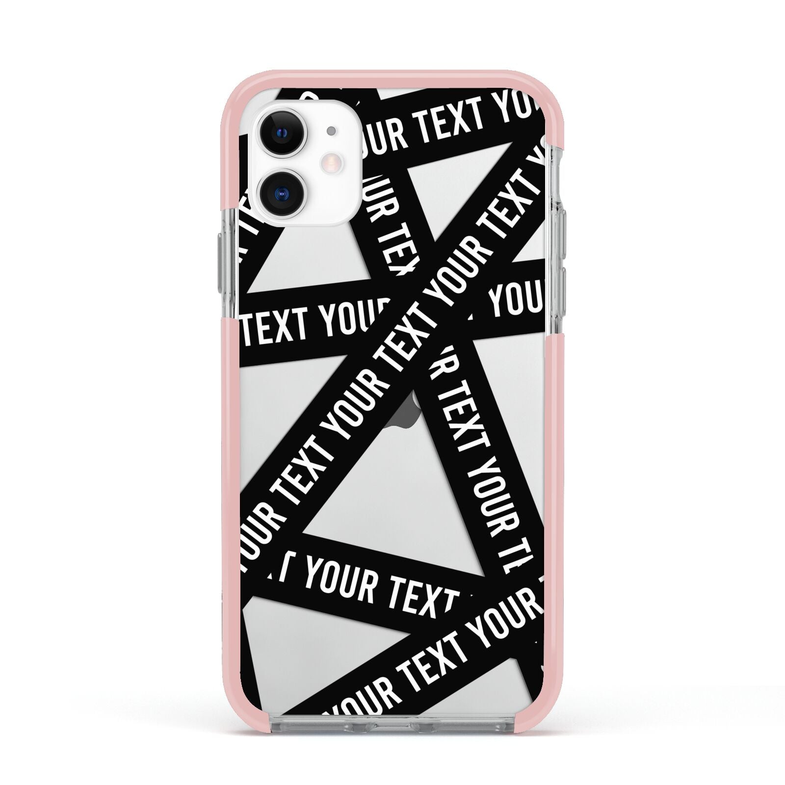 Caution Tape Custom Phrase Apple iPhone 11 in White with Pink Impact Case