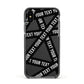 Caution Tape Custom Phrase Apple iPhone Xs Impact Case Black Edge on Black Phone