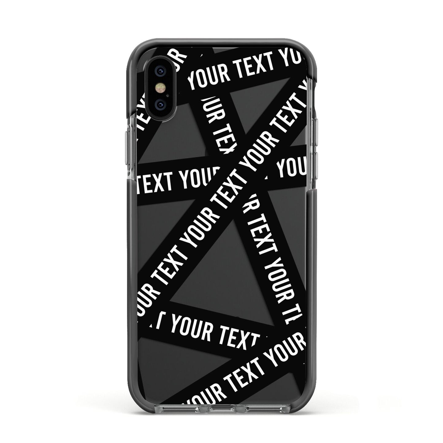 Caution Tape Custom Phrase Apple iPhone Xs Impact Case Black Edge on Black Phone