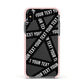 Caution Tape Custom Phrase Apple iPhone Xs Impact Case Pink Edge on Black Phone