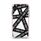Caution Tape Custom Phrase Apple iPhone Xs Impact Case Pink Edge on Silver Phone
