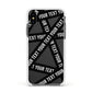 Caution Tape Custom Phrase Apple iPhone Xs Impact Case White Edge on Black Phone
