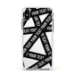 Caution Tape Custom Phrase Apple iPhone Xs Impact Case White Edge on Silver Phone