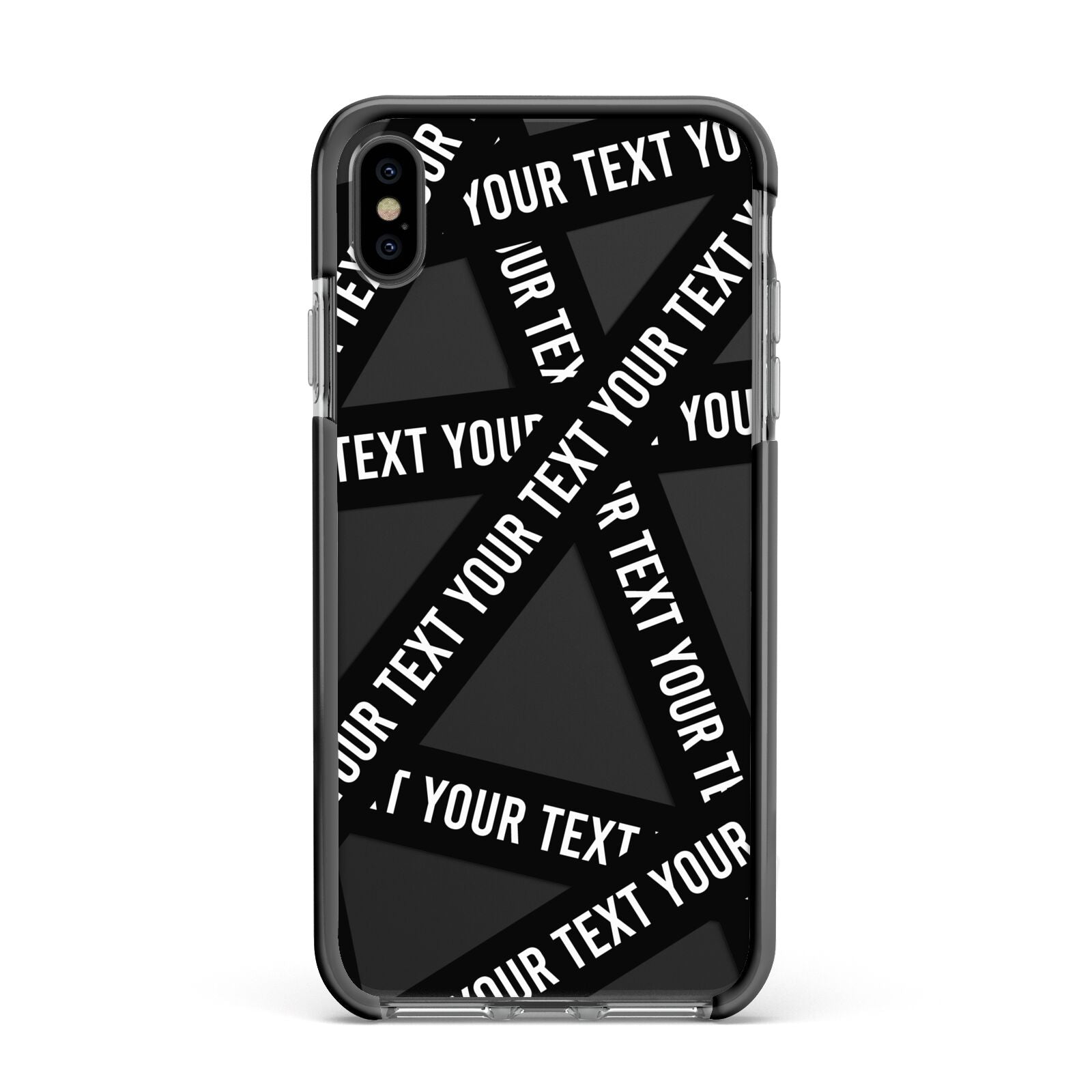 Caution Tape Custom Phrase Apple iPhone Xs Max Impact Case Black Edge on Black Phone