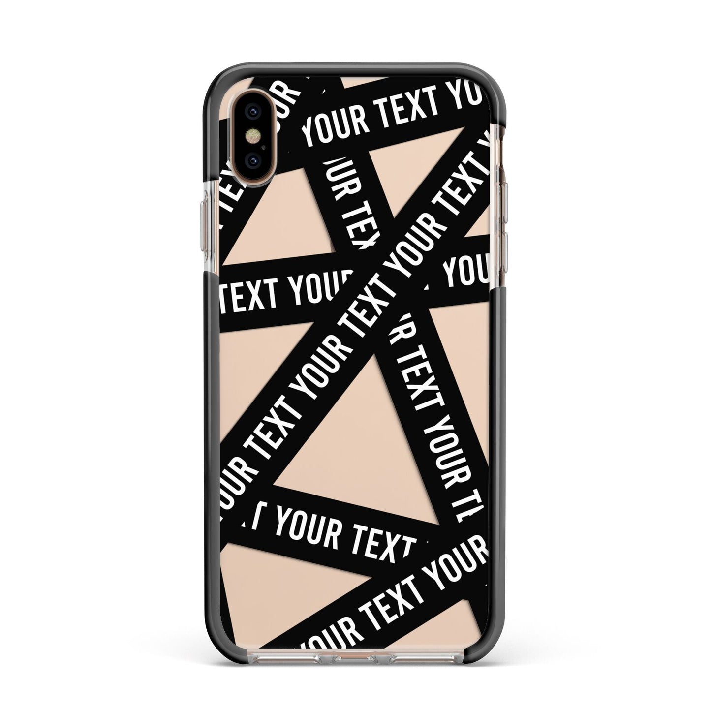 Caution Tape Custom Phrase Apple iPhone Xs Max Impact Case Black Edge on Gold Phone