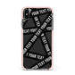 Caution Tape Custom Phrase Apple iPhone Xs Max Impact Case Pink Edge on Black Phone