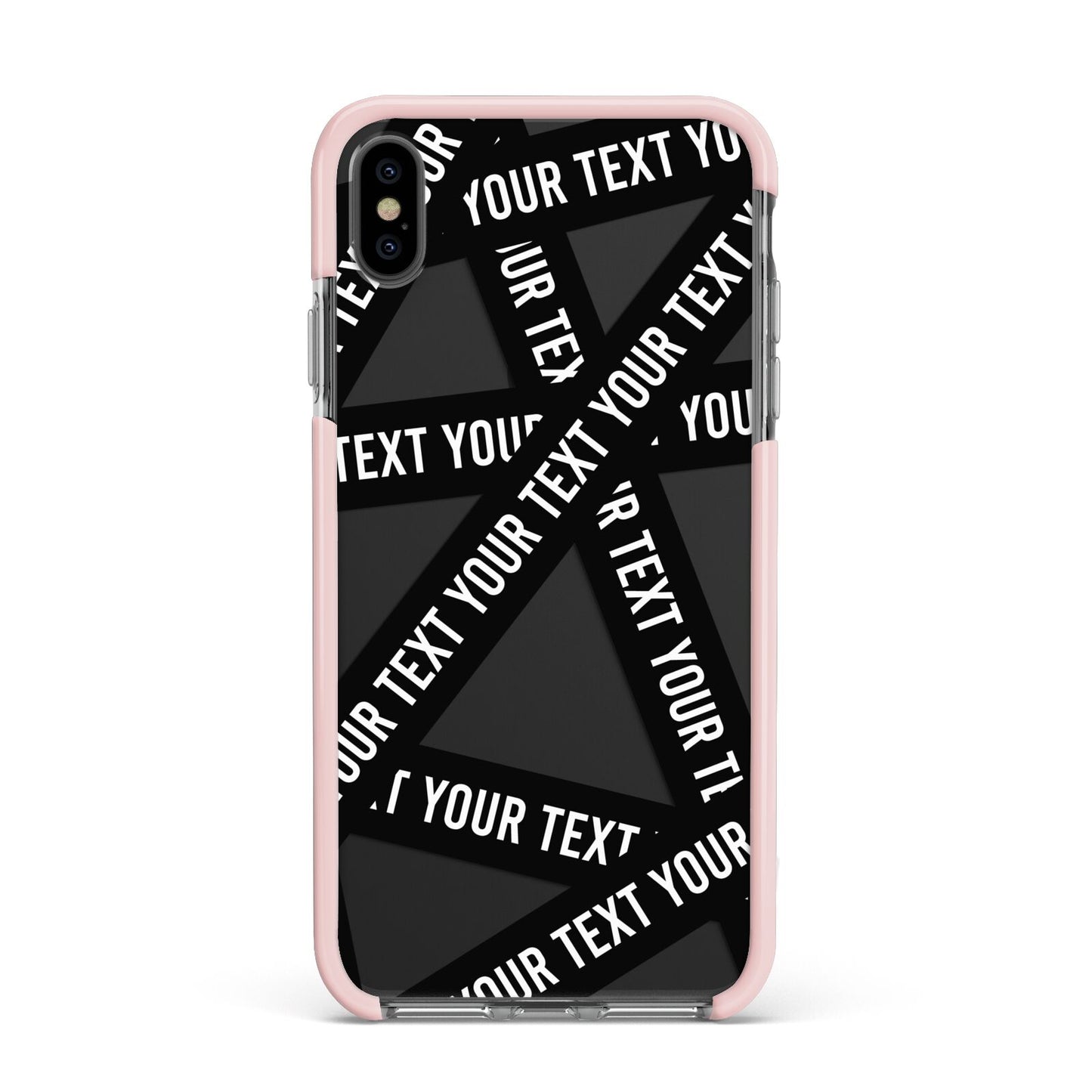 Caution Tape Custom Phrase Apple iPhone Xs Max Impact Case Pink Edge on Black Phone