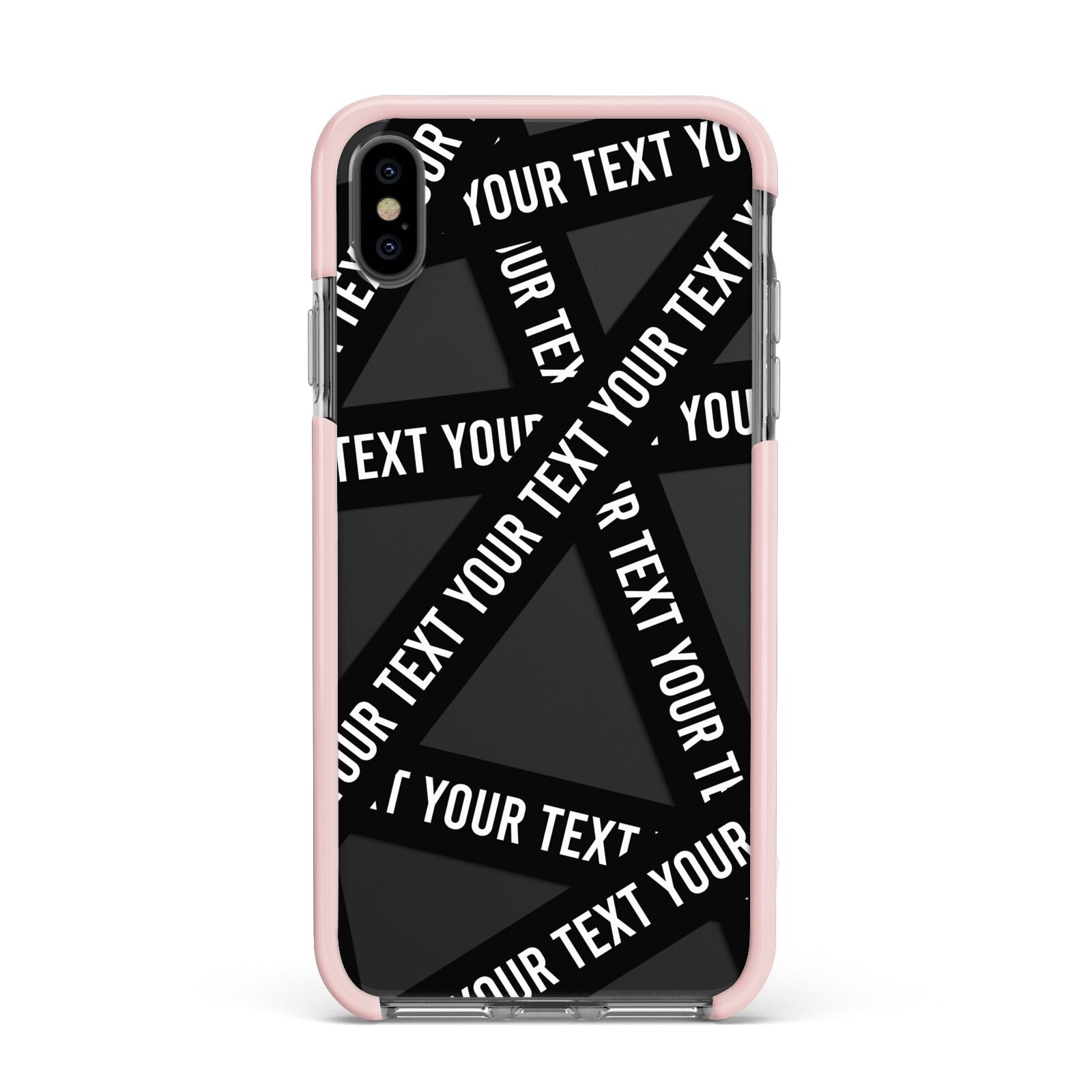 Caution Tape Custom Phrase Apple iPhone Xs Max Impact Case Pink Edge on Black Phone