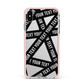 Caution Tape Custom Phrase Apple iPhone Xs Max Impact Case Pink Edge on Silver Phone