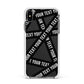 Caution Tape Custom Phrase Apple iPhone Xs Max Impact Case White Edge on Black Phone